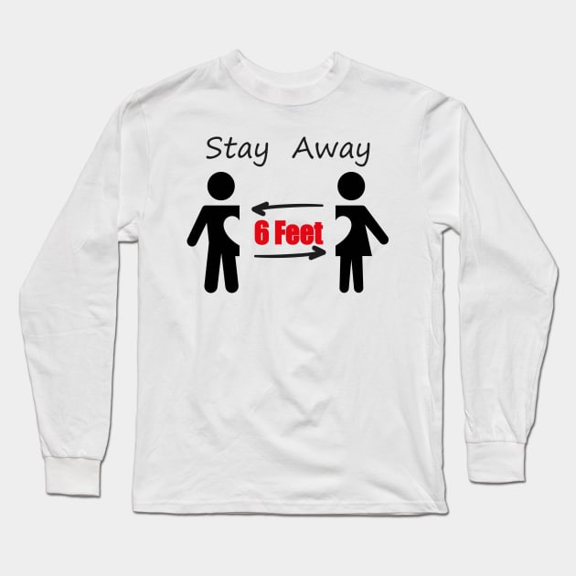 Stay 6 feet away With Man And Women Icons Social Distancing Face Cover Long Sleeve T-Shirt by MerchSpot